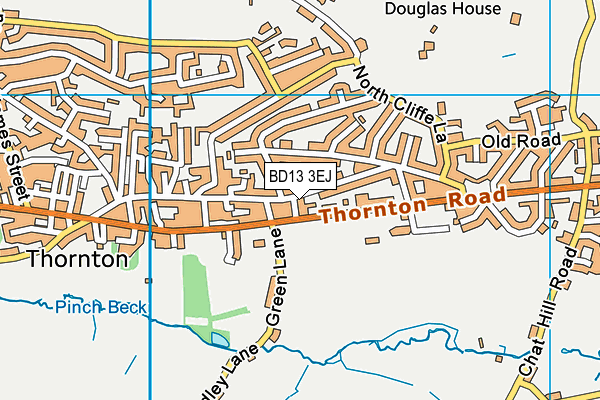 BD13 3EJ map - OS VectorMap District (Ordnance Survey)