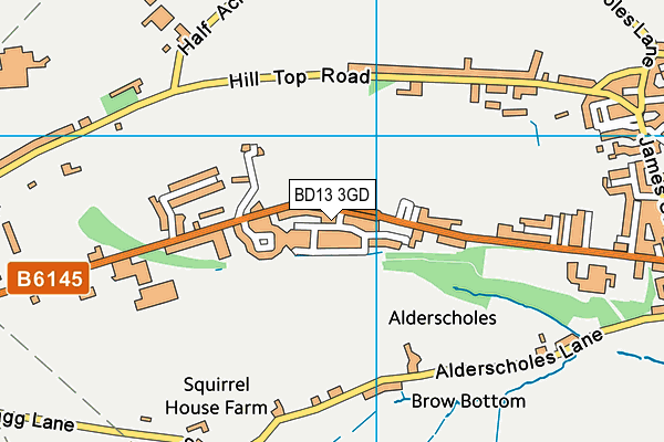 BD13 3GD map - OS VectorMap District (Ordnance Survey)