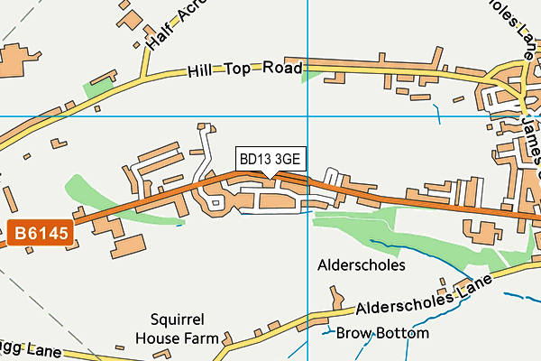 BD13 3GE map - OS VectorMap District (Ordnance Survey)