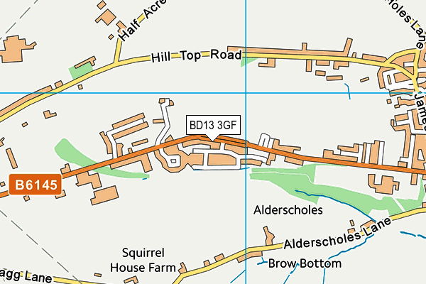 BD13 3GF map - OS VectorMap District (Ordnance Survey)