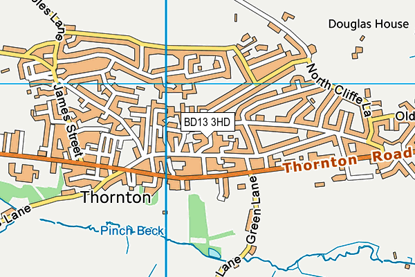 BD13 3HD map - OS VectorMap District (Ordnance Survey)