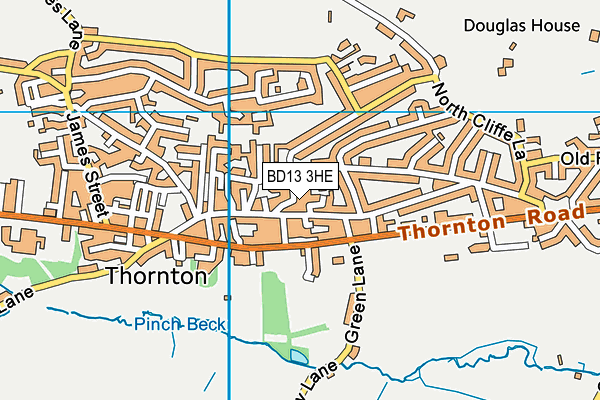 BD13 3HE map - OS VectorMap District (Ordnance Survey)