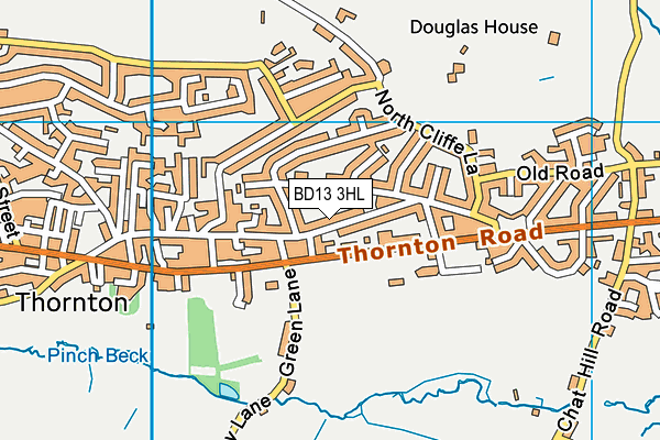 BD13 3HL map - OS VectorMap District (Ordnance Survey)