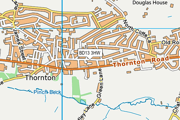 BD13 3HW map - OS VectorMap District (Ordnance Survey)