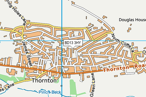 BD13 3HY map - OS VectorMap District (Ordnance Survey)