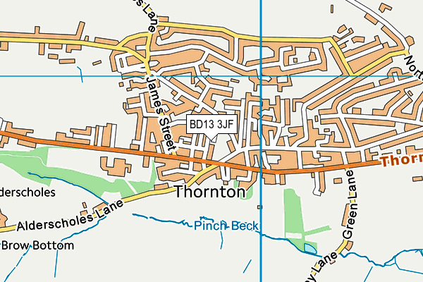 BD13 3JF map - OS VectorMap District (Ordnance Survey)