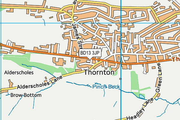 BD13 3JP map - OS VectorMap District (Ordnance Survey)