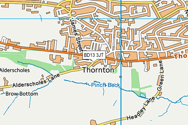 BD13 3JT map - OS VectorMap District (Ordnance Survey)