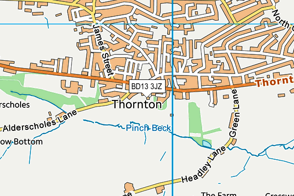 BD13 3JZ map - OS VectorMap District (Ordnance Survey)