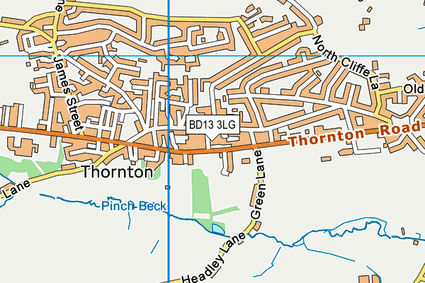 BD13 3LG map - OS VectorMap District (Ordnance Survey)