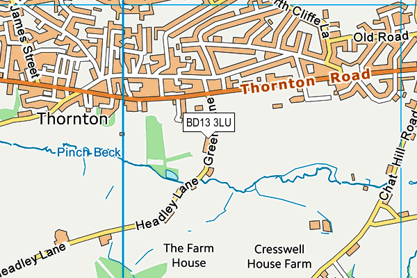 BD13 3LU map - OS VectorMap District (Ordnance Survey)