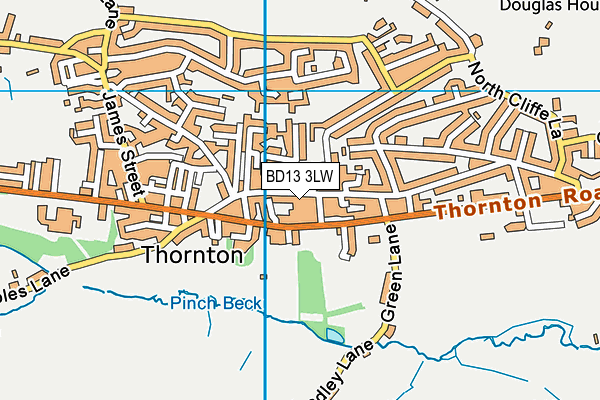 BD13 3LW map - OS VectorMap District (Ordnance Survey)