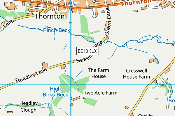 Headley Golf Club map (BD13 3LX) - OS VectorMap District (Ordnance Survey)
