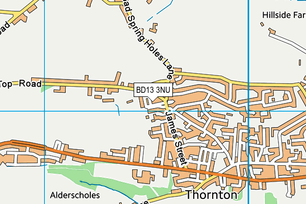 BD13 3NU map - OS VectorMap District (Ordnance Survey)