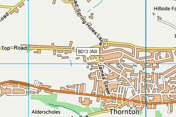 BD13 3NX map - OS VectorMap District (Ordnance Survey)