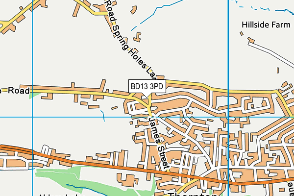 BD13 3PD map - OS VectorMap District (Ordnance Survey)