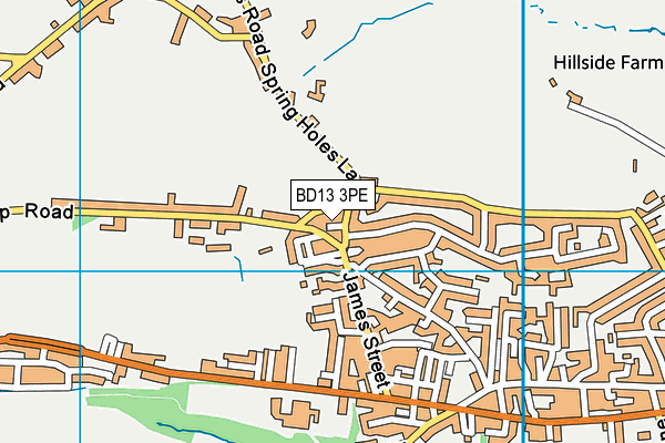 BD13 3PE map - OS VectorMap District (Ordnance Survey)