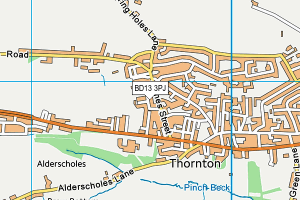 BD13 3PJ map - OS VectorMap District (Ordnance Survey)