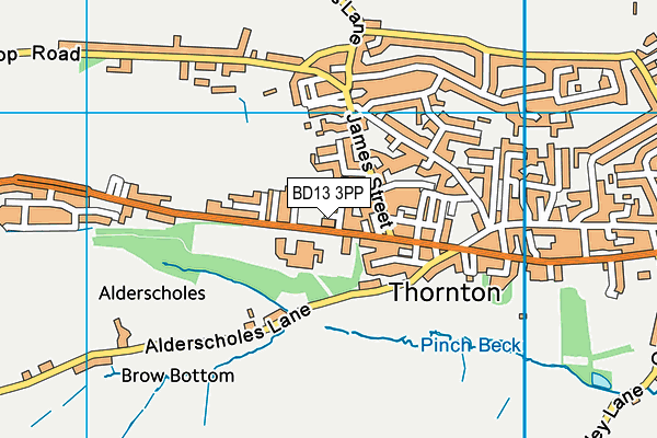 BD13 3PP map - OS VectorMap District (Ordnance Survey)