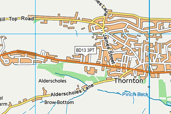 BD13 3PT map - OS VectorMap District (Ordnance Survey)