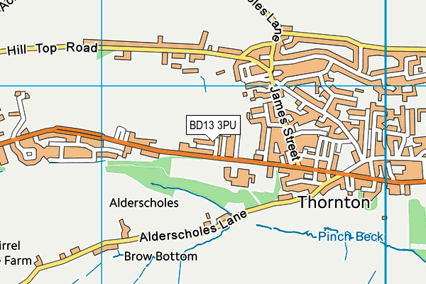 BD13 3PU map - OS VectorMap District (Ordnance Survey)