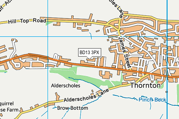 BD13 3PX map - OS VectorMap District (Ordnance Survey)