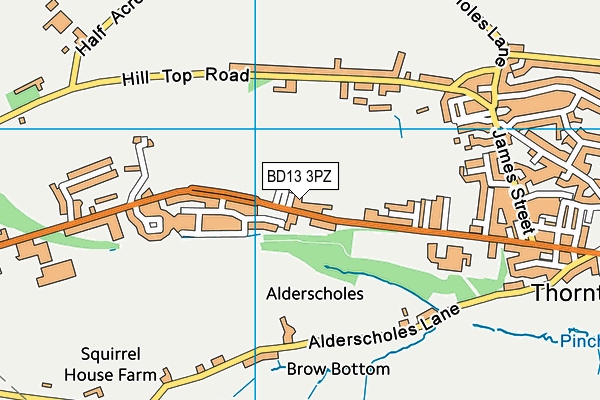 BD13 3PZ map - OS VectorMap District (Ordnance Survey)