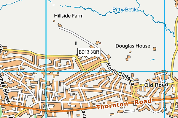 BD13 3QR map - OS VectorMap District (Ordnance Survey)