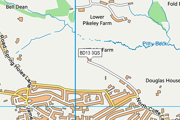 BD13 3QS map - OS VectorMap District (Ordnance Survey)