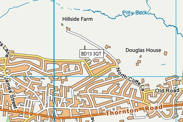 BD13 3QT map - OS VectorMap District (Ordnance Survey)