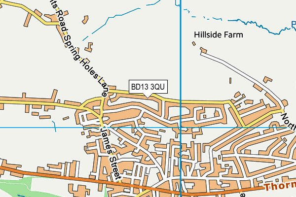 BD13 3QU map - OS VectorMap District (Ordnance Survey)