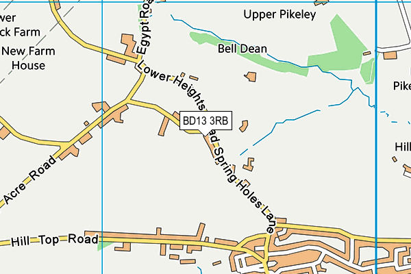 BD13 3RB map - OS VectorMap District (Ordnance Survey)