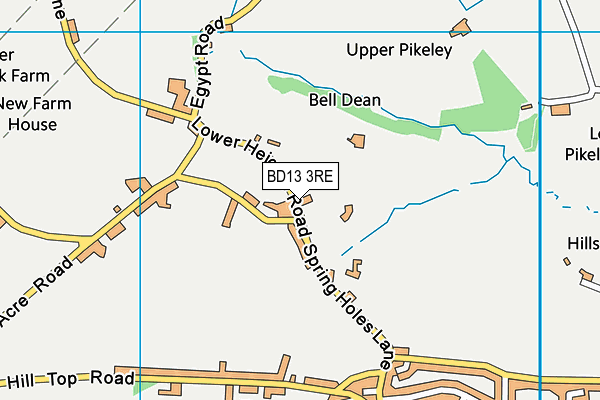 BD13 3RE map - OS VectorMap District (Ordnance Survey)