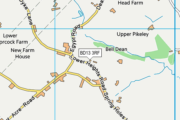 BD13 3RF map - OS VectorMap District (Ordnance Survey)