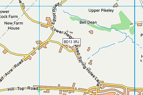 BD13 3RJ map - OS VectorMap District (Ordnance Survey)