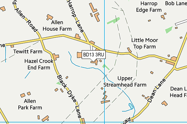 BD13 3RU map - OS VectorMap District (Ordnance Survey)