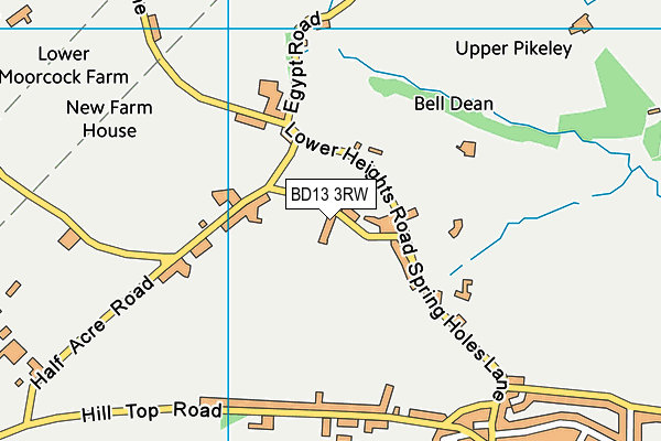 BD13 3RW map - OS VectorMap District (Ordnance Survey)