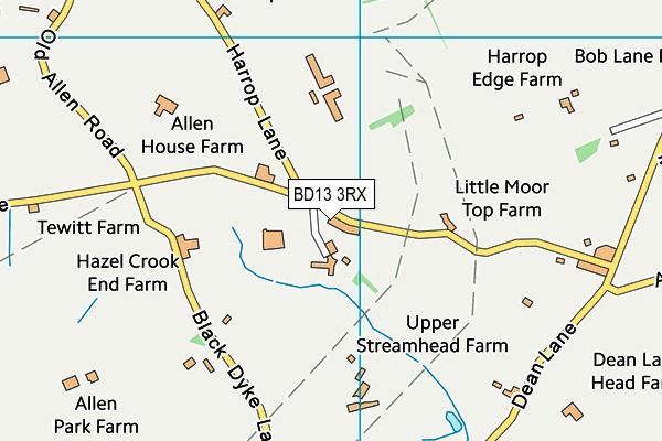 BD13 3RX map - OS VectorMap District (Ordnance Survey)