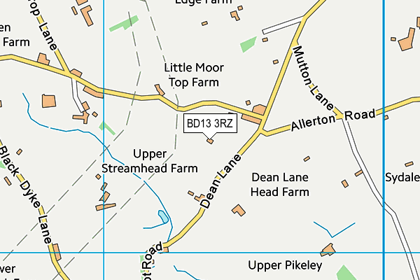 BD13 3RZ map - OS VectorMap District (Ordnance Survey)