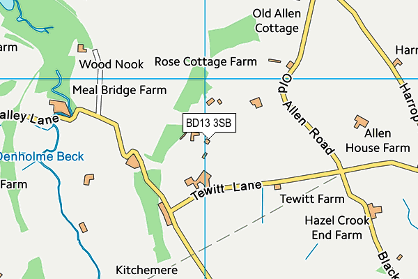 BD13 3SB map - OS VectorMap District (Ordnance Survey)