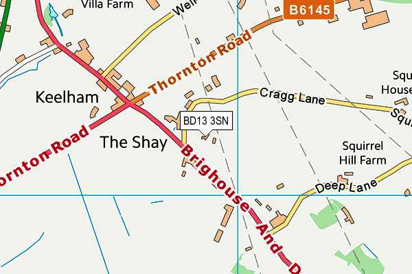 BD13 3SN map - OS VectorMap District (Ordnance Survey)