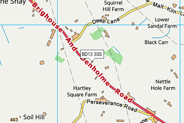 BD13 3SS map - OS VectorMap District (Ordnance Survey)