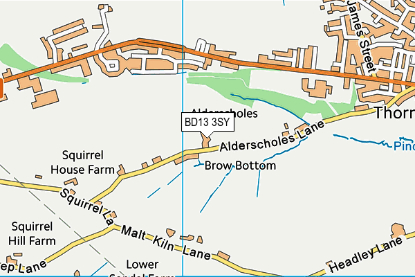 BD13 3SY map - OS VectorMap District (Ordnance Survey)