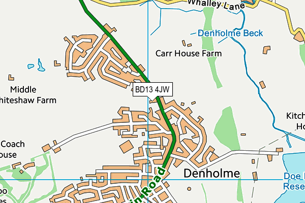 BD13 4JW map - OS VectorMap District (Ordnance Survey)