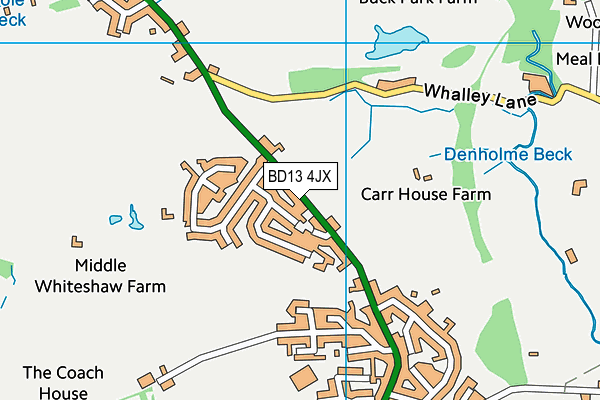 BD13 4JX map - OS VectorMap District (Ordnance Survey)