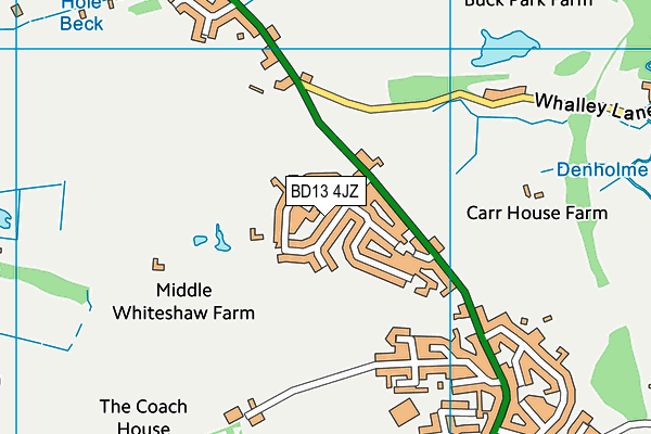 BD13 4JZ map - OS VectorMap District (Ordnance Survey)