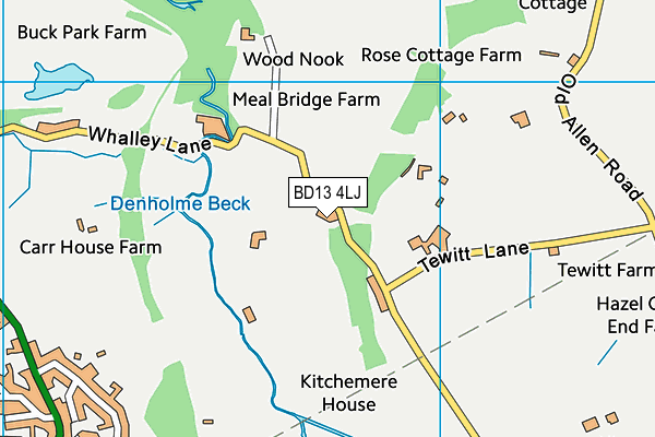 BD13 4LJ map - OS VectorMap District (Ordnance Survey)