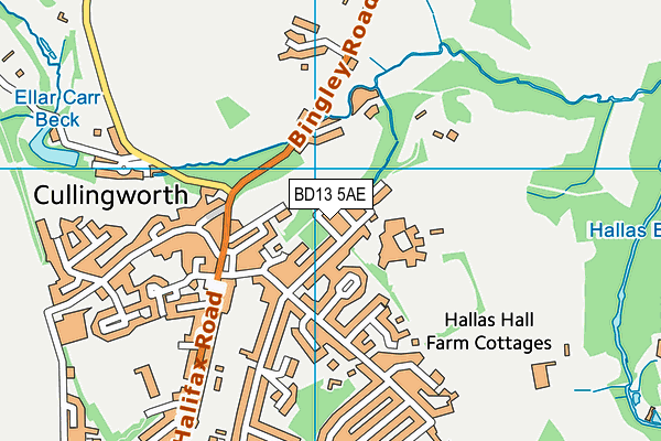 BD13 5AE map - OS VectorMap District (Ordnance Survey)