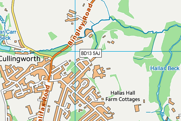 BD13 5AJ map - OS VectorMap District (Ordnance Survey)