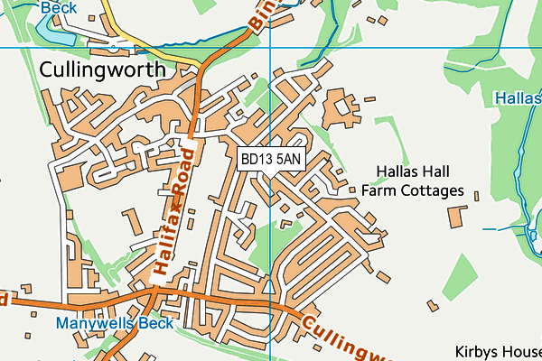 BD13 5AN map - OS VectorMap District (Ordnance Survey)